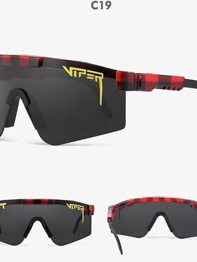 Pit Viper Shield Sunglasses Red Tortoise with Black Lens and Yellow Logo